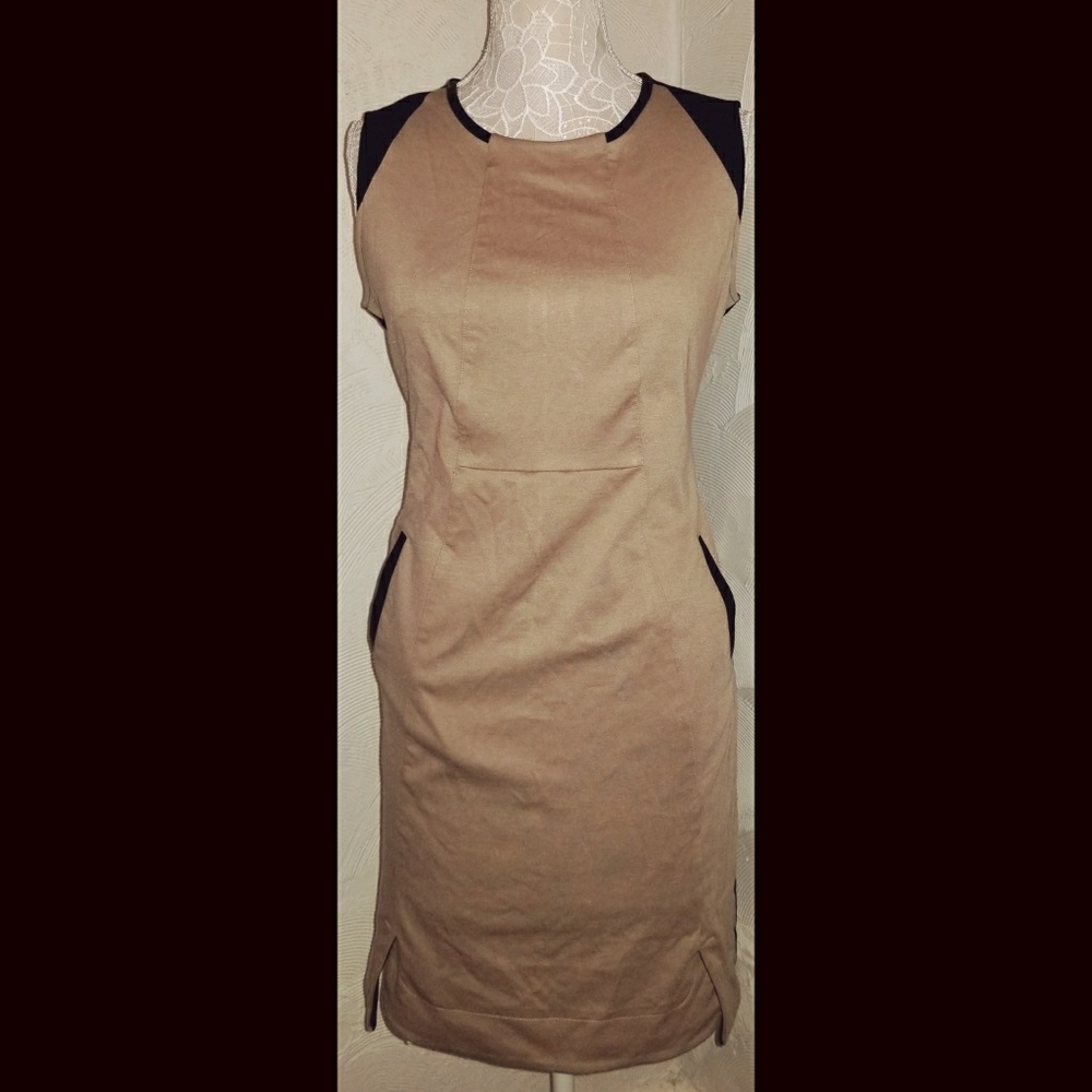 Tan/Black Shift Dress Dress from The Limited